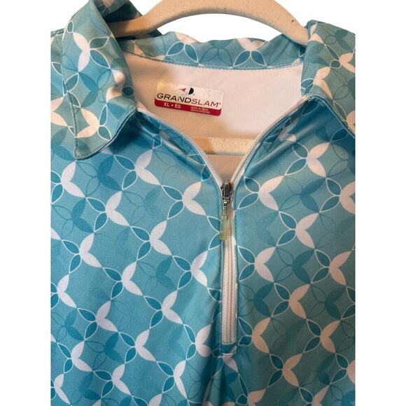 PGA Tour Golf Polo Shirt Top 1/4 Zip Size XL Cap Sleeves Blue  comfy golf tennis - Picture 3 of 5